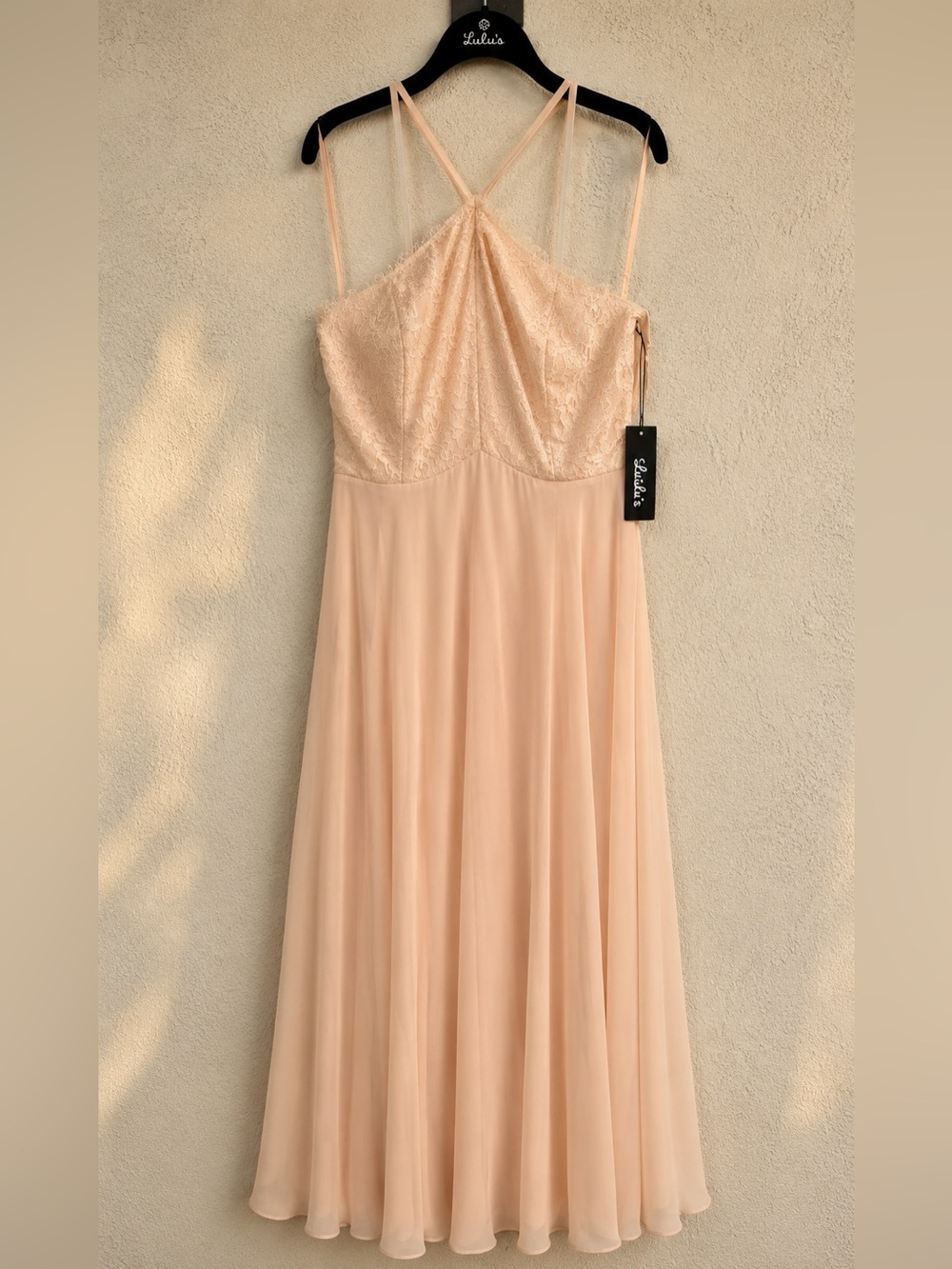 NEW Lulus Blush Pink Lace Maxi Dress XL | Wedding Guest / Bridesmaid